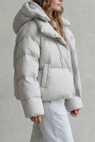Oversized collar cropped puffer jacket for women