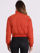 Padded cropped bomber jacket for women in red, beige, black, brown, dark yellow or green
