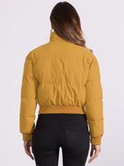 Padded cropped bomber jacket for women in red, beige, black, brown, dark yellow or green