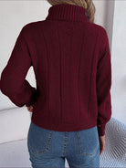 Cable knit turtleneck sweatshirt for women