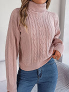 Cable knit turtleneck sweatshirt for women