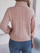 Cable knit turtleneck sweatshirt for women