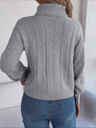 Cable knit turtleneck sweatshirt for women