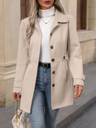 Fitted trench coat for women in khaki, apricot, black or bright red