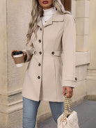 Fitted trench coat for women in khaki, apricot, black or bright red