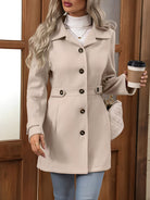 Fitted trench coat for women in khaki, apricot, black or bright red