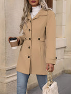 Fitted trench coat for women in khaki, apricot, black or bright red