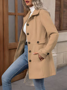 Fitted trench coat for women in khaki, apricot, black or bright red