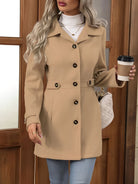 Fitted trench coat for women in khaki, apricot, black or bright red