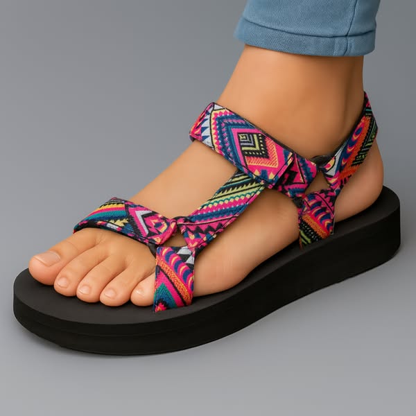 Sandalias Mujer Suela Amortiguadora Correas Ajustables Plantilla Ergonómica Caminar Casual Cinco Colores