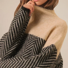 Herringbone turtleneck sweater for women