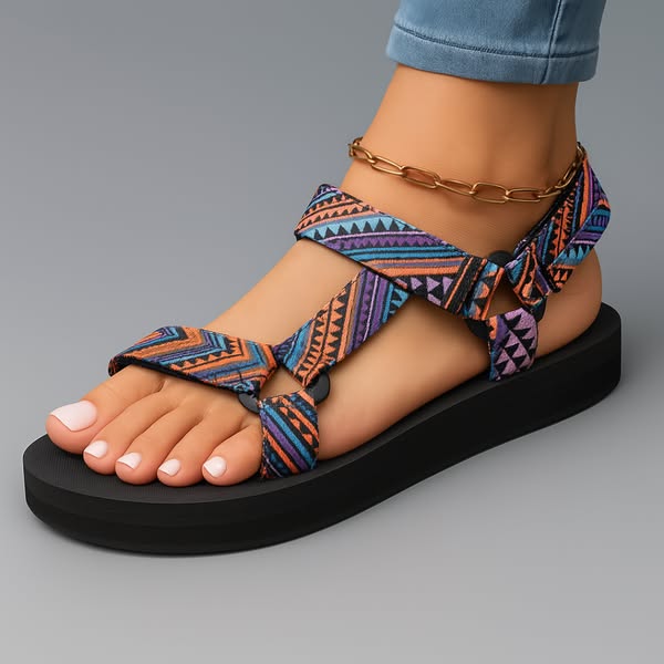 Sandalias Mujer Suela Amortiguadora Correas Ajustables Plantilla Ergonómica Caminar Casual Cinco Colores