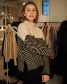 Herringbone turtleneck sweater for women
