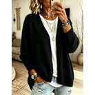 Open-front knit cardigan with patch pockets for women