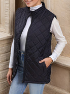 Black diamond quilted longline vest for women