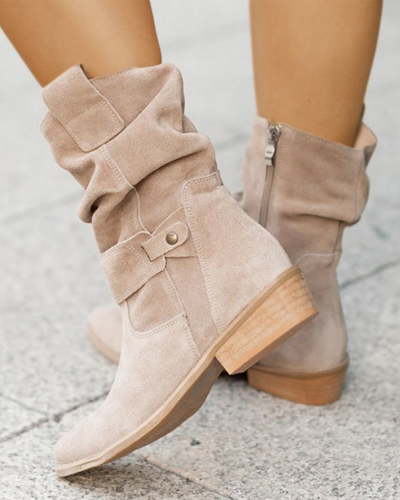 Slouchy pointed toe suede-look boots for women