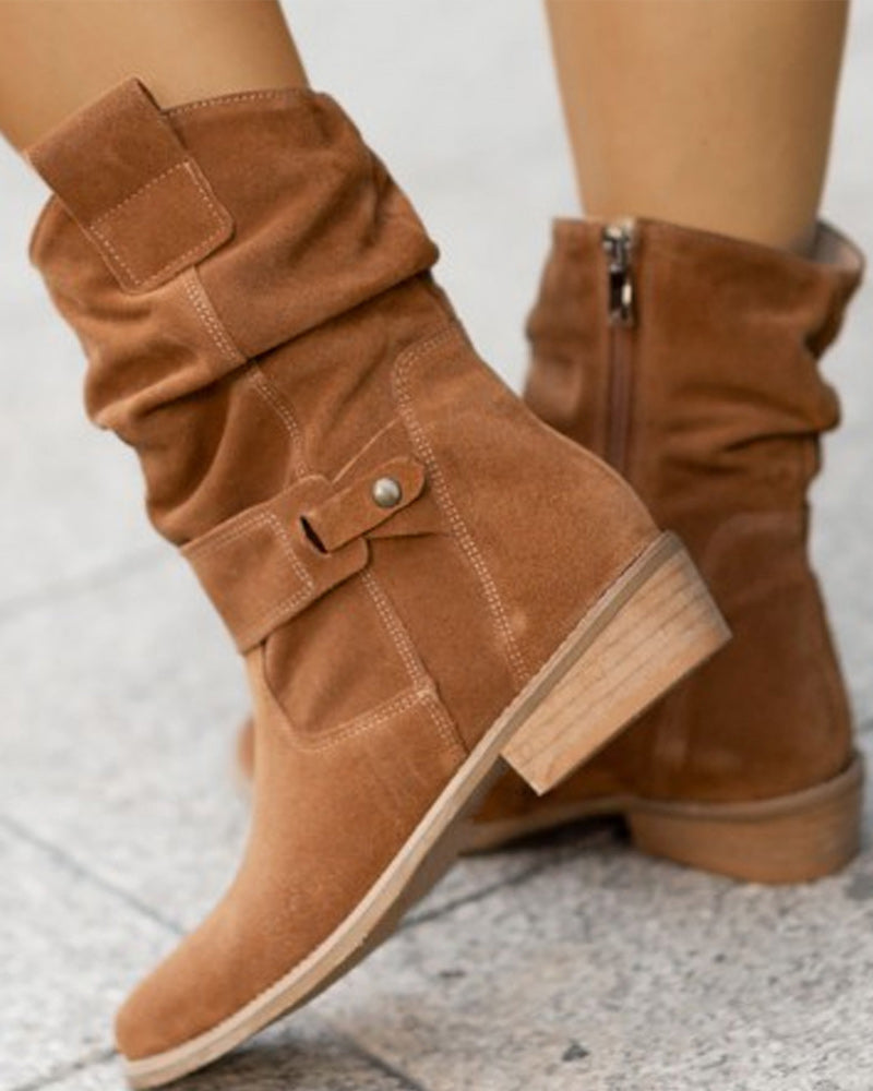 Slouchy pointed toe suede-look boots for women