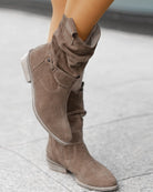 Slouchy pointed toe suede-look boots for women