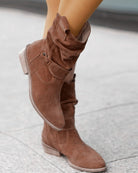 Slouchy pointed toe suede-look boots for women