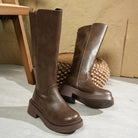 Chunky sole knee-high wide calf boots for women
