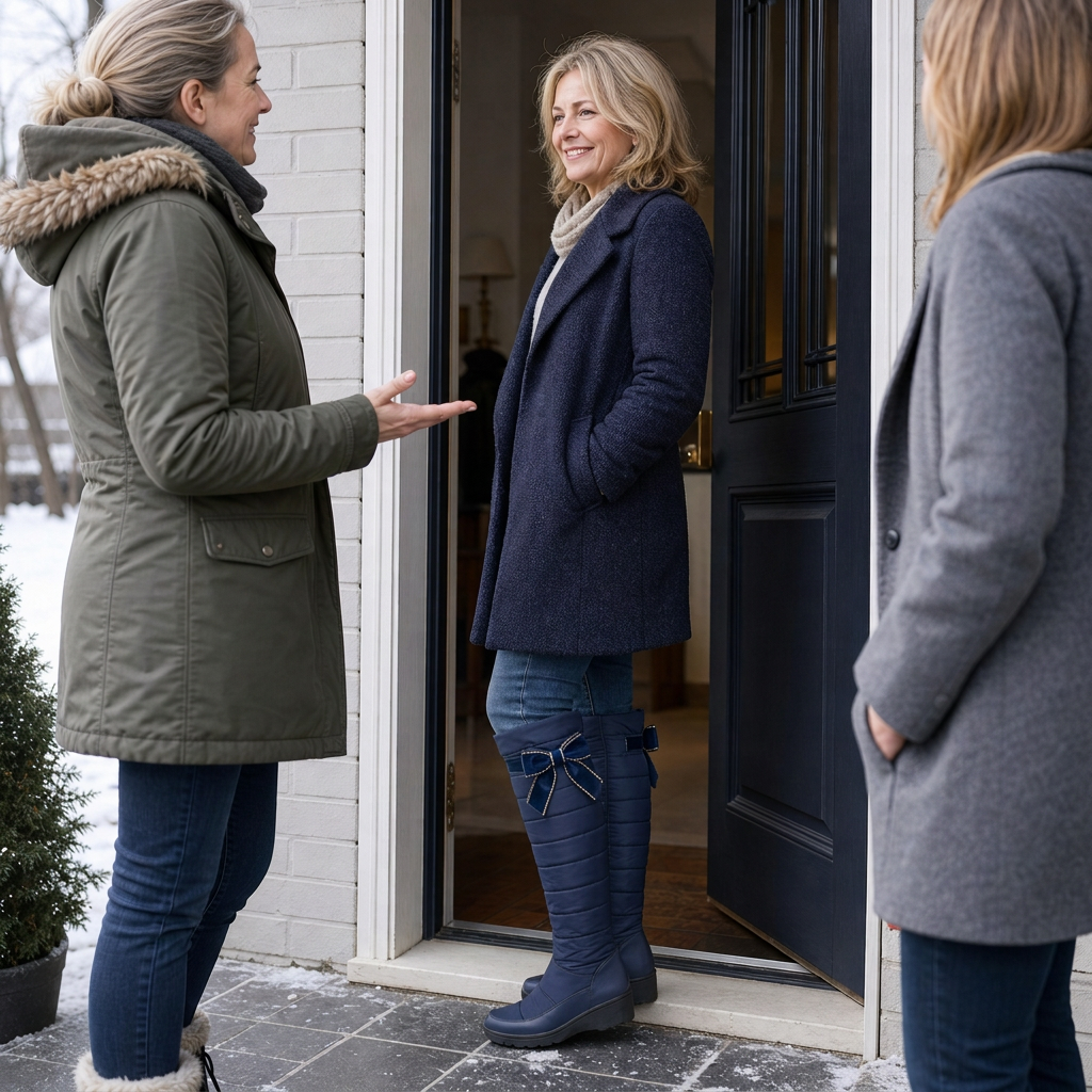 Waterproof quilted over-the-knee winter boots for women