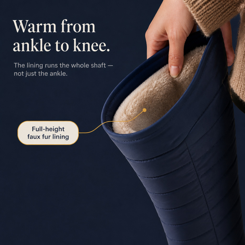 Waterproof quilted over-the-knee winter boots for women