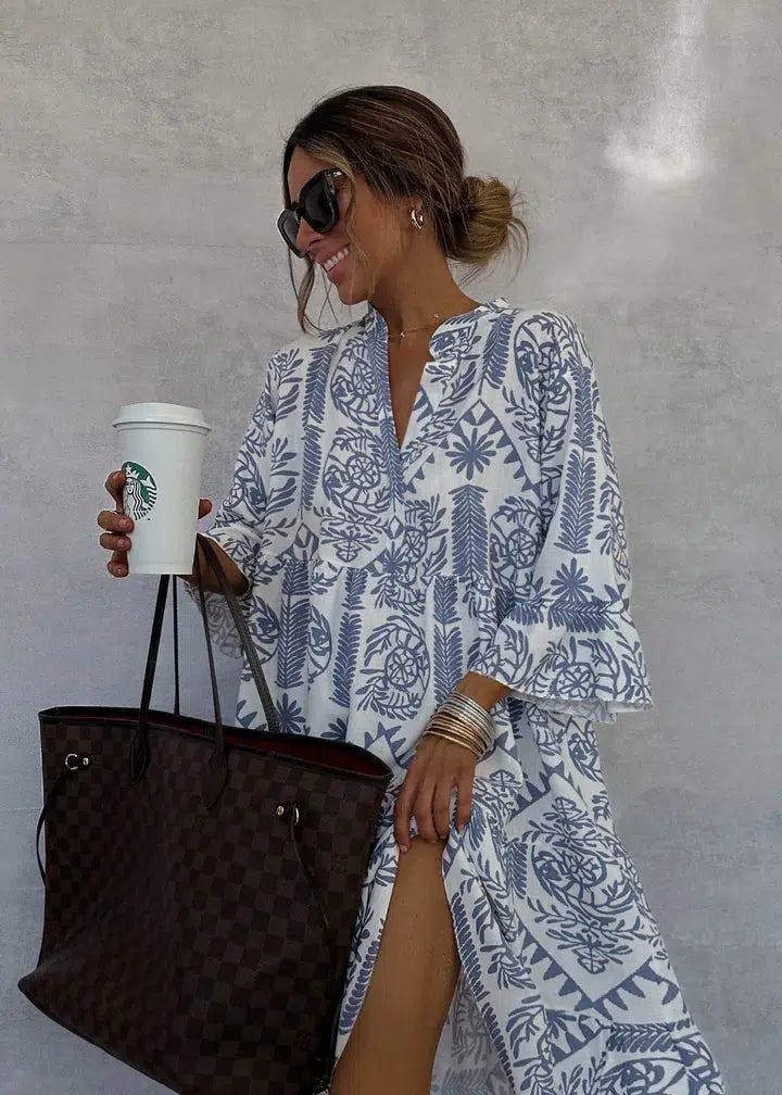 Vestido Estampado con escote en V Sofia