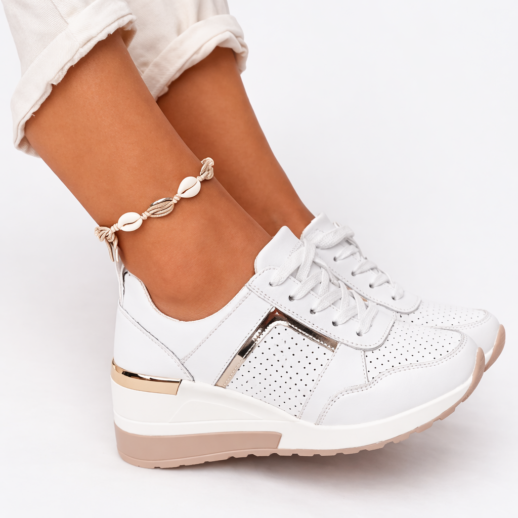 Wedge sneakers in white for women