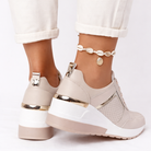 Wedge sneakers in white for women