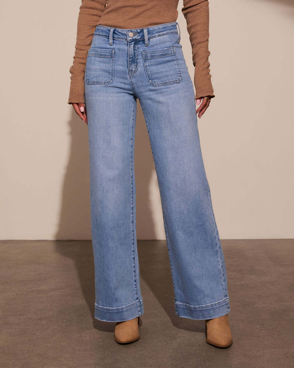 High waist wide leg jeans for women