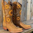 Sunflower embroidered cowboy boots for women