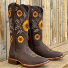 Sunflower embroidered cowboy boots for women