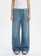 Elastic waist wide leg jeans for women