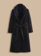Faux fur longline belted coat for women