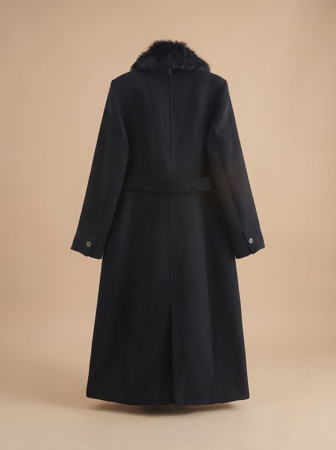 Faux fur longline belted coat for women