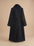 Faux fur longline belted coat for women