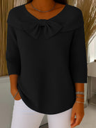 Bow-detail ribbed knitted sweater for women