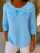 Bow-detail ribbed knitted sweater for women