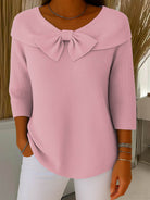 Bow-detail ribbed knitted sweater for women
