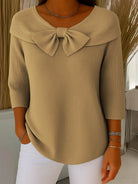 Bow-detail ribbed knitted sweater for women