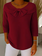 Bow-detail ribbed knitted sweater for women