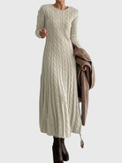 Cable knit maxi sweater dress for women