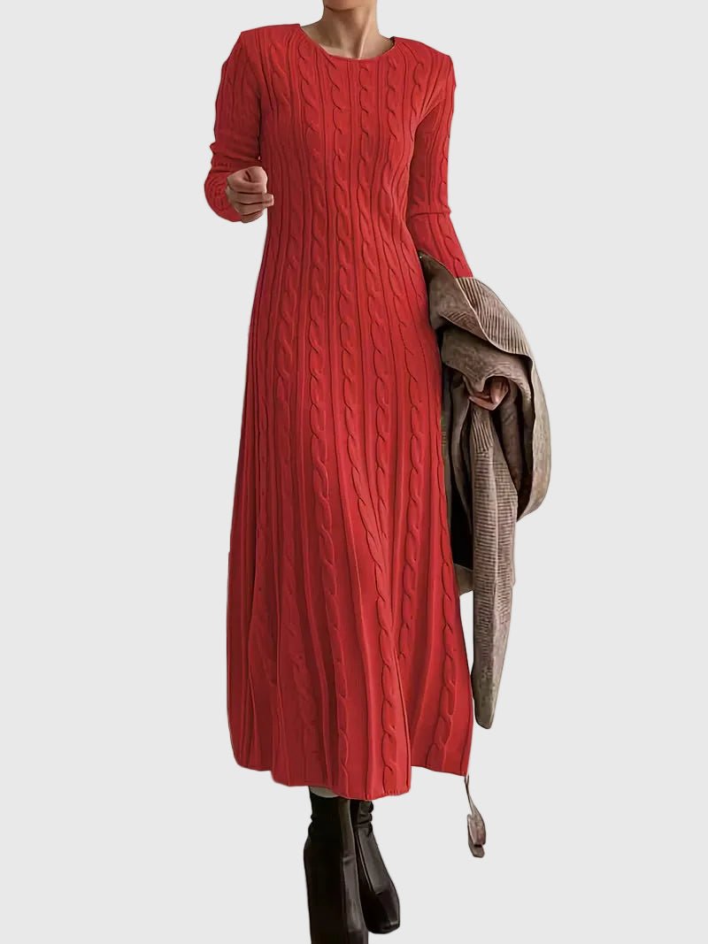 Cable knit maxi sweater dress for women