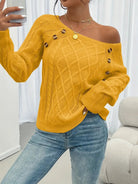 Cable knitted sweater with button detail for women
