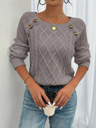 Cable knitted sweater with button detail for women