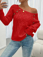 Cable knitted sweater with button detail for women