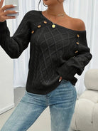 Cable knitted sweater with button detail for women