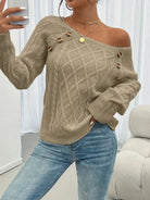 Cable knitted sweater with button detail for women