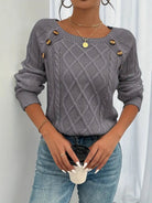 Cable knitted sweater with button detail for women