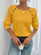 Cable knitted sweater with button detail for women